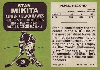 1970-71 Topps #20 Stan Mikita Back