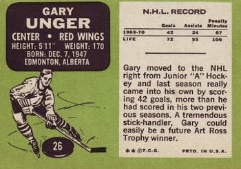 1970-71 Topps #26 Garry Unger Back