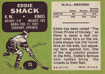 1970-71 Topps #35 Eddie Shack Back