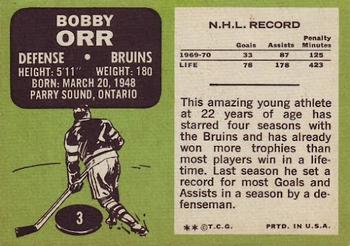1970-71 Topps #3 Bobby Orr Back