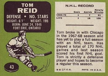1970-71 Topps #43 Tom Reid Back