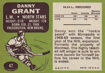 1970-71 Topps #47 Danny Grant Back
