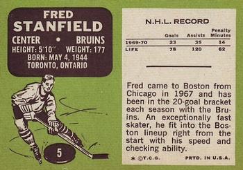 1970-71 Topps #5 Fred Stanfield Back