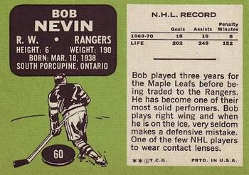 1970-71 Topps #60 Bob Nevin Back