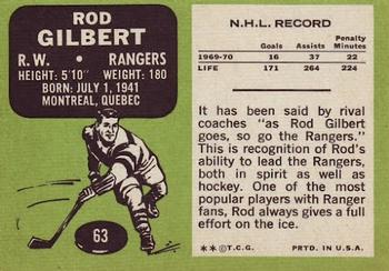1970-71 Topps #63 Rod Gilbert Back