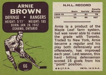1970-71 Topps #66 Arnie Brown Back