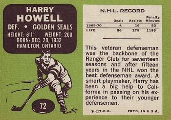 1970-71 Topps #72 Harry Howell Back