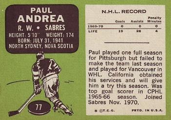 1970-71 Topps #77 Paul Andrea Back