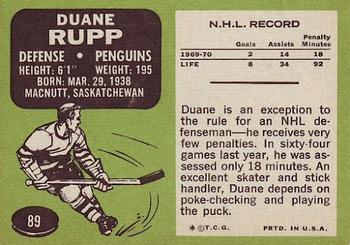 1970-71 Topps #89 Duane Rupp Back