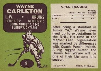 1970-71 Topps #9 Wayne Carleton Back