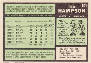 1971-72 O-Pee-Chee #101 Ted Hampson Back