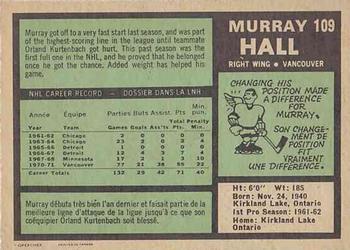 1971-72 O-Pee-Chee #109 Murray Hall Back