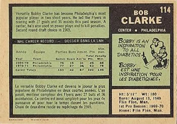 1971-72 O-Pee-Chee #114 Bobby Clarke Back