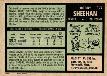 1971-72 O-Pee-Chee #177 Bobby Sheehan Back