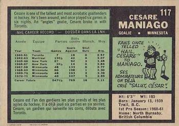 1971-72 O-Pee-Chee #117 Cesare Maniago Back