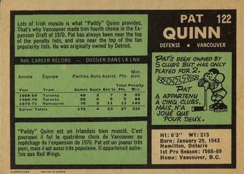 1971-72 O-Pee-Chee #122 Pat Quinn Back