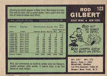 1971-72 O-Pee-Chee #123 Rod Gilbert Back