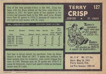 1971-72 O-Pee-Chee #127 Terry Crisp Back