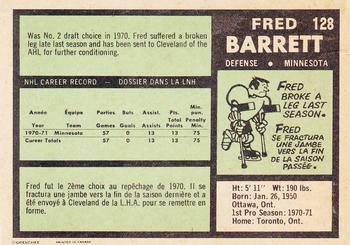 1971-72 O-Pee-Chee #128 Fred Barrett Back