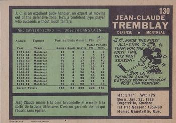 1971-72 O-Pee-Chee #130 J.C. Tremblay Back