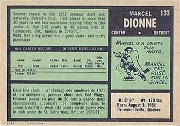 1971-72 O-Pee-Chee #133 Marcel Dionne Back
