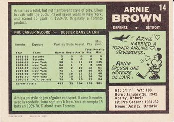1971-72 O-Pee-Chee #14 Arnie Brown Back
