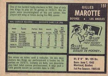 1971-72 O-Pee-Chee #151 Gilles Marotte Back