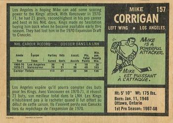 1971-72 O-Pee-Chee #157 Mike Corrigan Back