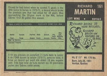 1971-72 O-Pee-Chee #161 Rick Martin Back