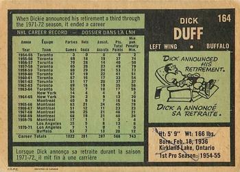 1971-72 O-Pee-Chee #164 Dick Duff Back