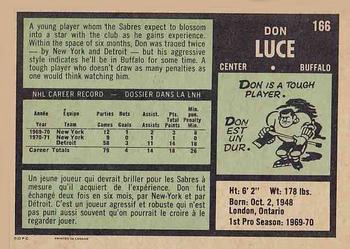 1971-72 O-Pee-Chee #166 Don Luce Back