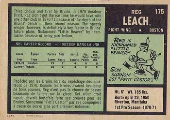 1971-72 O-Pee-Chee #175 Reggie Leach Back