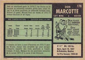 1971-72 O-Pee-Chee #176 Don Marcotte Back
