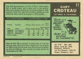 1971-72 O-Pee-Chee #17 Gary Croteau Back