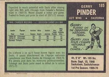1971-72 O-Pee-Chee #185 Gerry Pinder Back