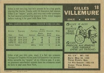 1971-72 O-Pee-Chee #18 Gilles Villemure Back