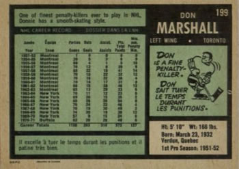 1971-72 O-Pee-Chee #199 Don Marshall Back