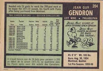 1971-72 O-Pee-Chee #204 Jean-Guy Gendron Back