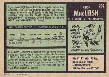 1971-72 O-Pee-Chee #207 Rick MacLeish Back