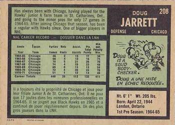 1971-72 O-Pee-Chee #208 Doug Jarrett Back
