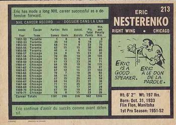 1971-72 O-Pee-Chee #213 Eric Nesterenko Back