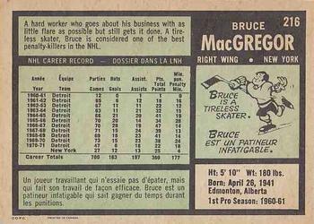 1971-72 O-Pee-Chee #216 Bruce MacGregor Back