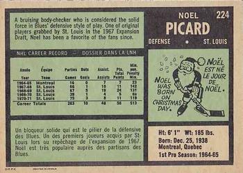 1971-72 O-Pee-Chee #224 Noel Picard Back