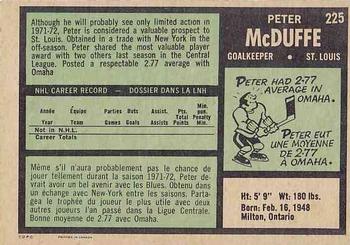 1971-72 O-Pee-Chee #225 Peter McDuffe Back
