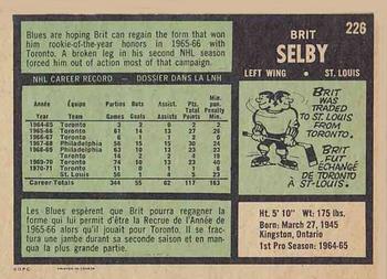 1971-72 O-Pee-Chee #226 Brit Selby Back