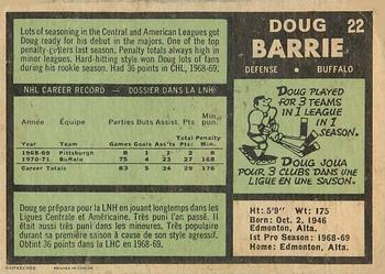 1971-72 O-Pee-Chee #22 Doug Barrie Back