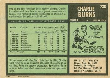 1971-72 O-Pee-Chee #238 Charlie Burns Back