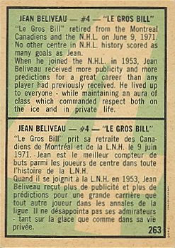 1971-72 O-Pee-Chee #263 Jean Beliveau Back