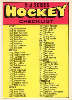 1971-72 O-Pee-Chee #264 2nd Series Checklist: 133-264 Front