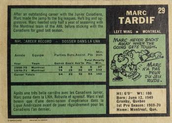 1971-72 O-Pee-Chee #29 Marc Tardif Back